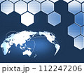 メタリックな亀甲と世界地図 112247206