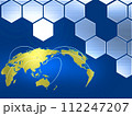 メタリックな亀甲と世界地図 112247207