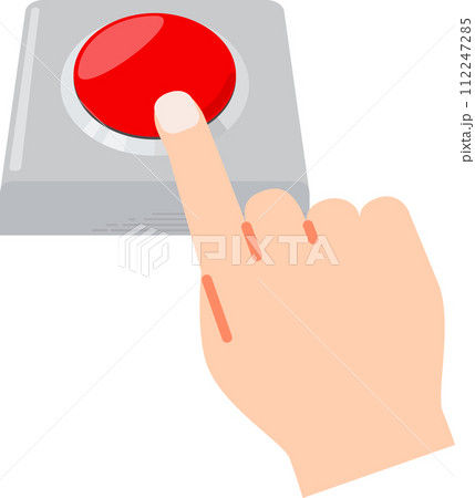 赤色の丸いボタンを押す手 112247285