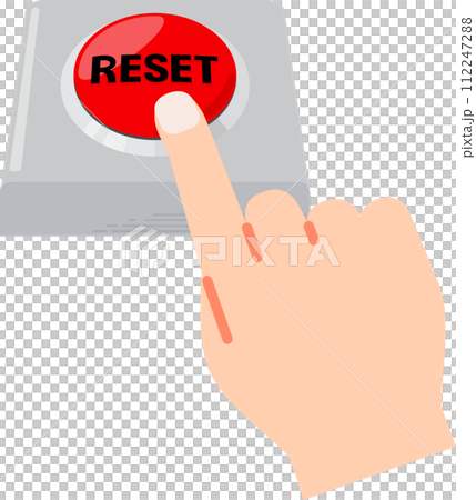 赤いリセットボタンを押す手 赤いリセットボタンを押す手 112247288