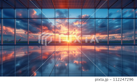 airport terminal at dawn interior 112247296