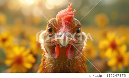 chicken head close up portrait chicken head close up portrait 112247576
