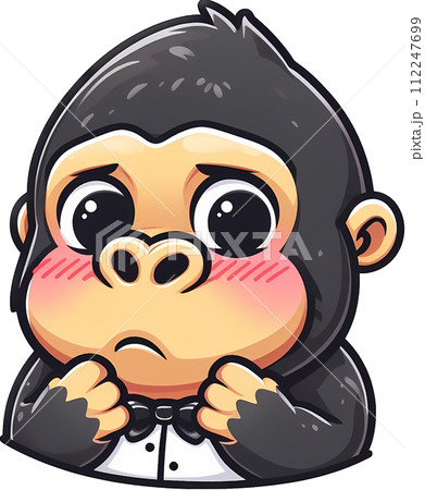 照れるゴリラ 背景透過 112247699