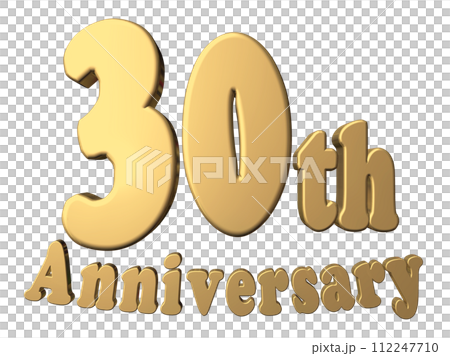 3DCG文字「30th Anniversary/30周年」ゴールド,金 3DCG文字「30th Anniversary/30周年」ゴールド,金 112247710
