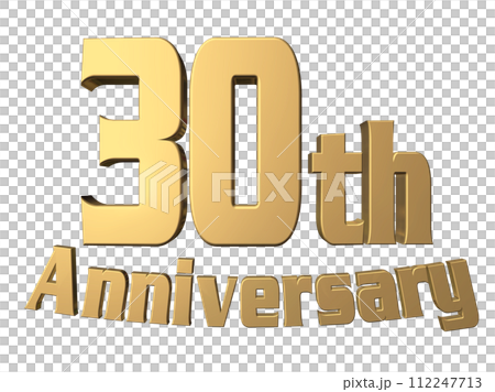 3DCG文字「30th Anniversary/30周年」ゴールド,金 3DCG文字「30th Anniversary/30周年」ゴールド,金 112247713