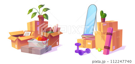 Box with house stuff for move to new home 112247740