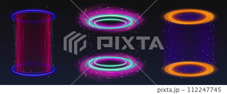 Magic neon glow portal for game ui design. 112247745