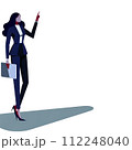 指を立てるキャリアウーマンのフラットデザインイラスト 112248040
