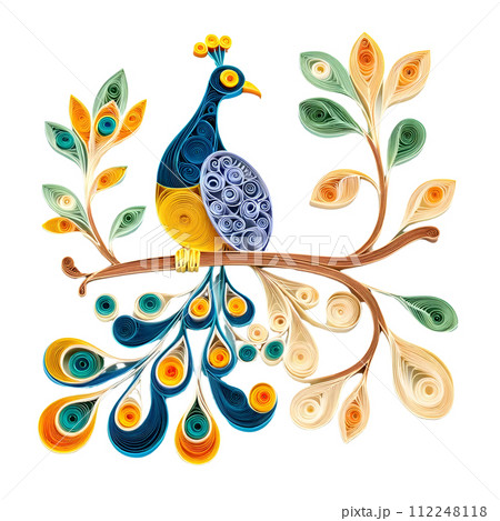 Peacock quilling paper art 112248118