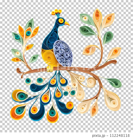 Peacock quilling paper art 112248118