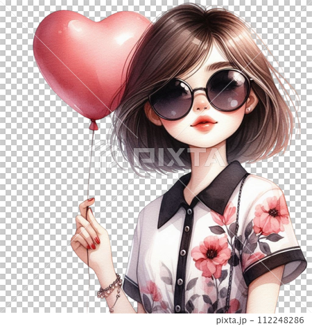 cute woman holding balloons clipart watercolor cute woman holding balloons clipart watercolor 112248286