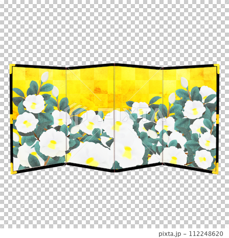 white camellia gold folding screen white camellia gold folding screen 112248620