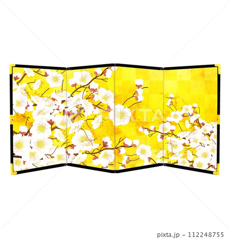 白梅の金屏風 112248755