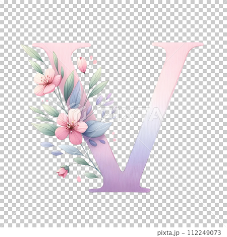 Letter v with flower Letter v with flower 112249073