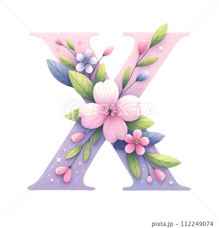 Letter X with flower Letter X with flower 112249074