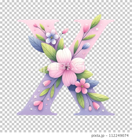 Letter X with flower Letter X with flower 112249074