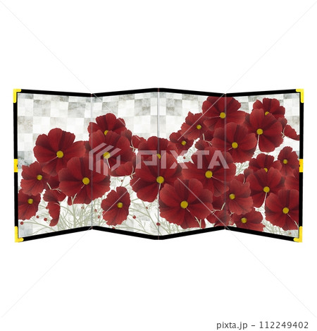 チョコレートコスモスの銀屏風 112249402