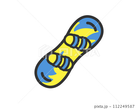 スノーボードのアイコン（線画カラー）のイラスト 112249587