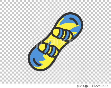 スノーボードのアイコン（線画カラー）のイラスト 112249587