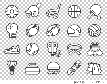 Illustration set of sports icons (line drawings) by event 112249597