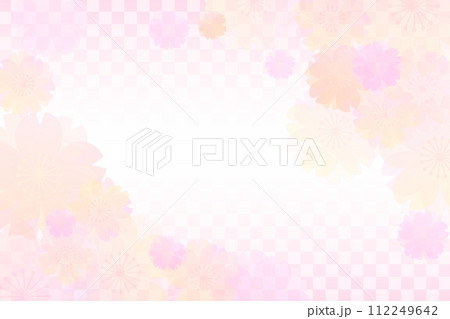 桜と市松模様の和風背景(ピンク) 112249642