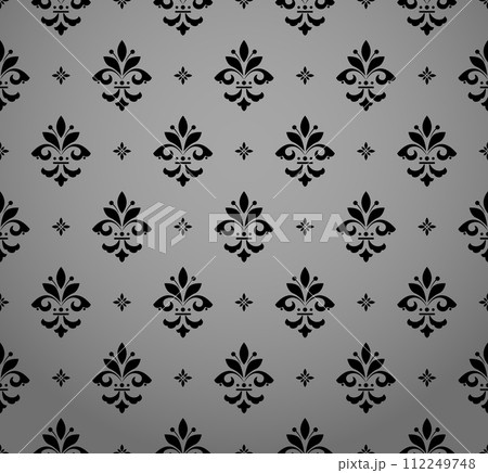 Flower geometric pattern. Seamless vector background. Gray and black ornament Flower geometric pattern. Seamless vector background. Gray and black ornament 112249748
