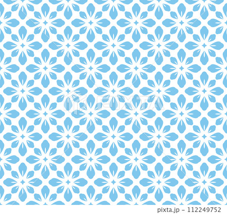 Flower geometric pattern. Seamless vector background. Blue and white ornament 112249752