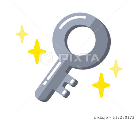 銀の鍵のイラスト素材_シルバー_キラキラ 銀の鍵のイラスト素材_シルバー_キラキラ 112250172