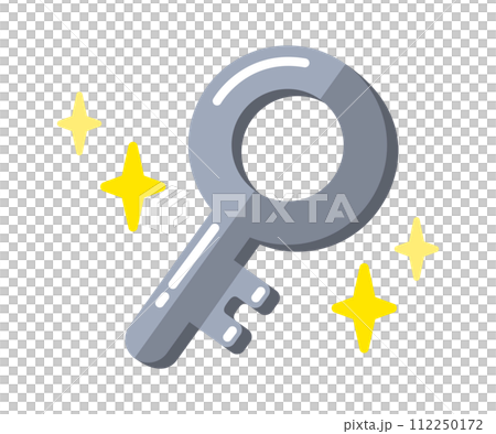銀の鍵のイラスト素材_シルバー_キラキラ 銀の鍵のイラスト素材_シルバー_キラキラ 112250172