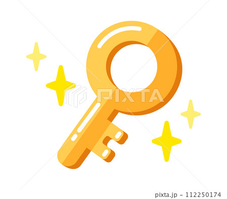 金の鍵のイラスト素材_ゴールド_金色_キラキラ 112250174
