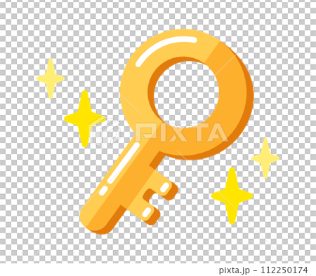金の鍵のイラスト素材_ゴールド_金色_キラキラ 112250174