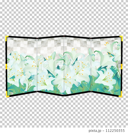 White lily silver folding screen 112250355