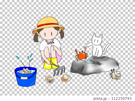 孩子摘蛤蜊的插圖 112250743