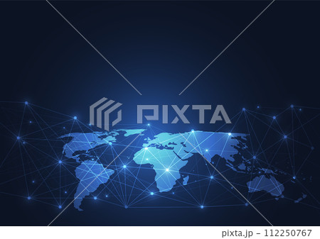 Global network connection. World map point and line composition concept of global business. Vector Illustration Global network connection. World map point and line composition concept of global business. Vector Illustration 112250767