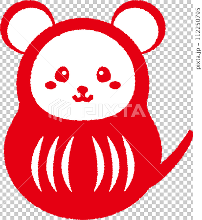 子年の干支だるまハンコ風のイラスト 112250795