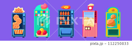 Colorful Vending Machine Sell Different Item Vector Set Colorful Vending Machine Sell Different Item Vector Set 112250833
