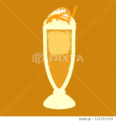 Coffee cocktail with cream and caramel. Cappuccino in hurricane glass. Milkshake 112251545