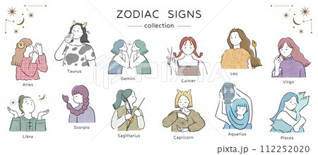 手書きタッチのシンプルな12星座の女の子 手書きタッチのシンプルな12星座の女の子 112252020