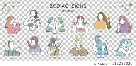 手書きタッチのシンプルな12星座の女の子 手書きタッチのシンプルな12星座の女の子 112252020