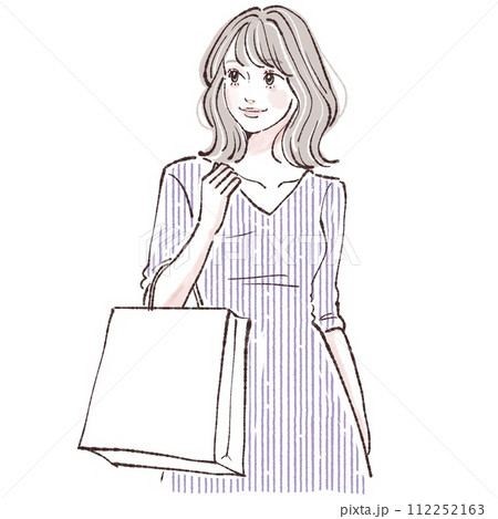 ショッピング/買い物/バーゲン/セール/初売り/福袋/ショップバッグ/をする女性・女の子のイラスト ショッピング/買い物/バーゲン/セール/初売り/福袋/ショップバッグ/をする女性・女の子のイラスト 112252163
