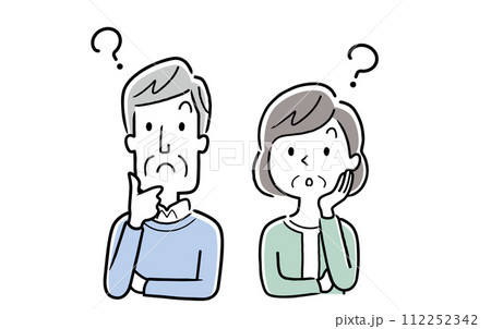ベクターイラスト素材：疑問を感じるシニア夫婦 112252342