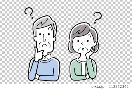 ベクターイラスト素材：疑問を感じるシニア夫婦 112252342