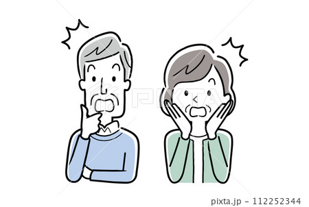 ベクターイラスト素材:驚いた表情のシニア夫婦 ベクターイラスト素材:驚いた表情のシニア夫婦 112252344