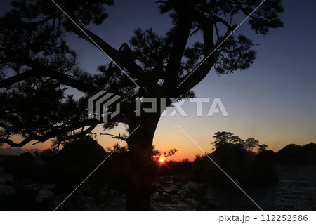 堂ヶ島の松の向こう夕景 堂ヶ島の松の向こう夕景 112252586