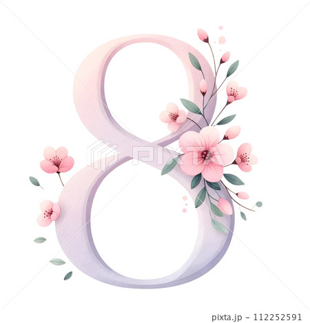 Number eight with flower 112252591