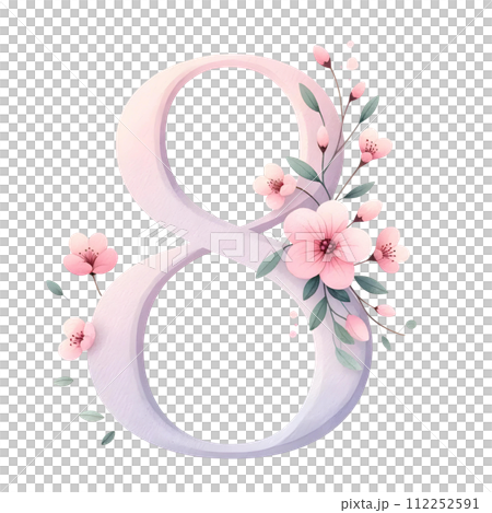 Number eight with flower 112252591