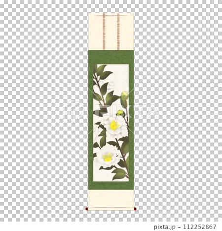 白い山茶花の掛け軸 112252867