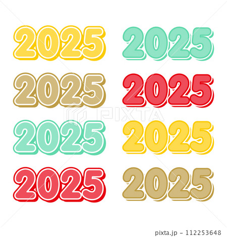 2025年のポップなロゴのバリエーションセット 112253648
