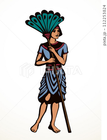 Vector drawing. Egyptian servant with a fanのイラスト素材