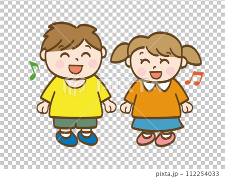 笑容可掬的男孩女孩全身插畫_低年級小學生_幼兒 笑容可掬的男孩女孩全身插畫_低年級小學生_幼兒 112254033